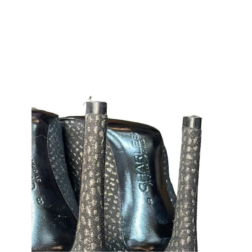 Charles David Pumps Metallic‎ Black and Gold Pointed Toe Stiletto Heel Size 8